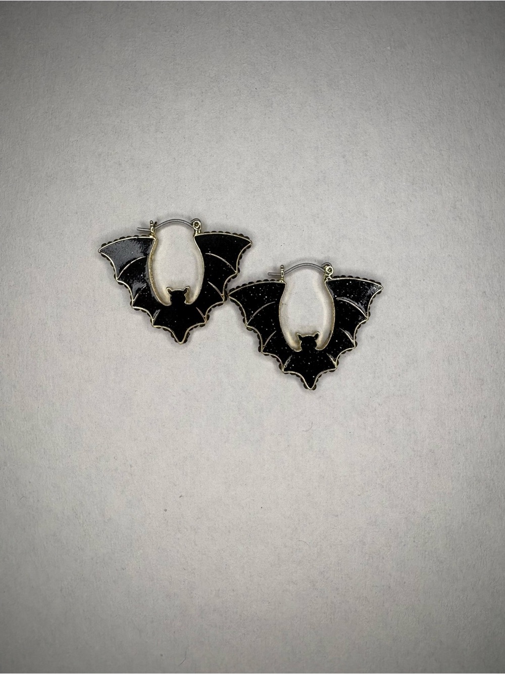 Black Bat Wing Hoop Earrings - Women Jewelry